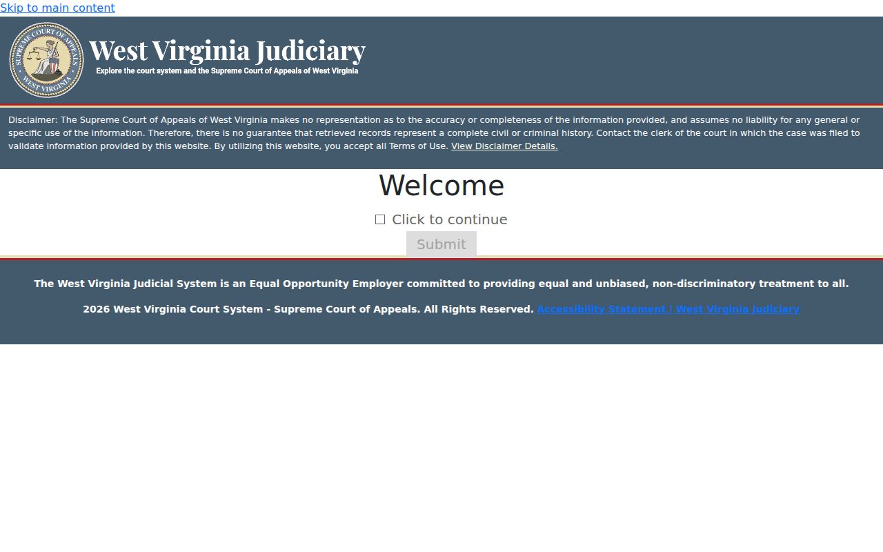 West Virginia Magistrate Case Record Search form used for Marion County cases