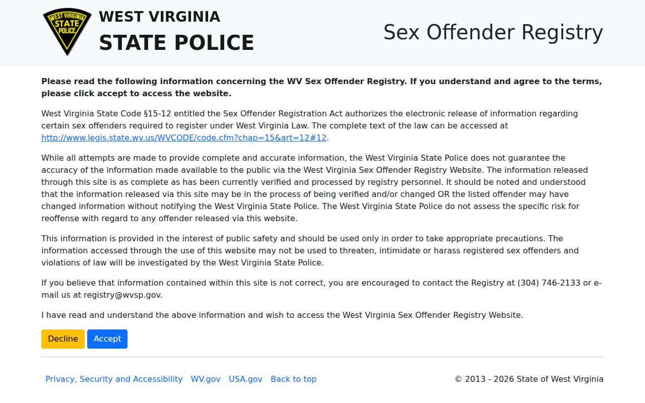 Marion County sex offender registry official disclaimer